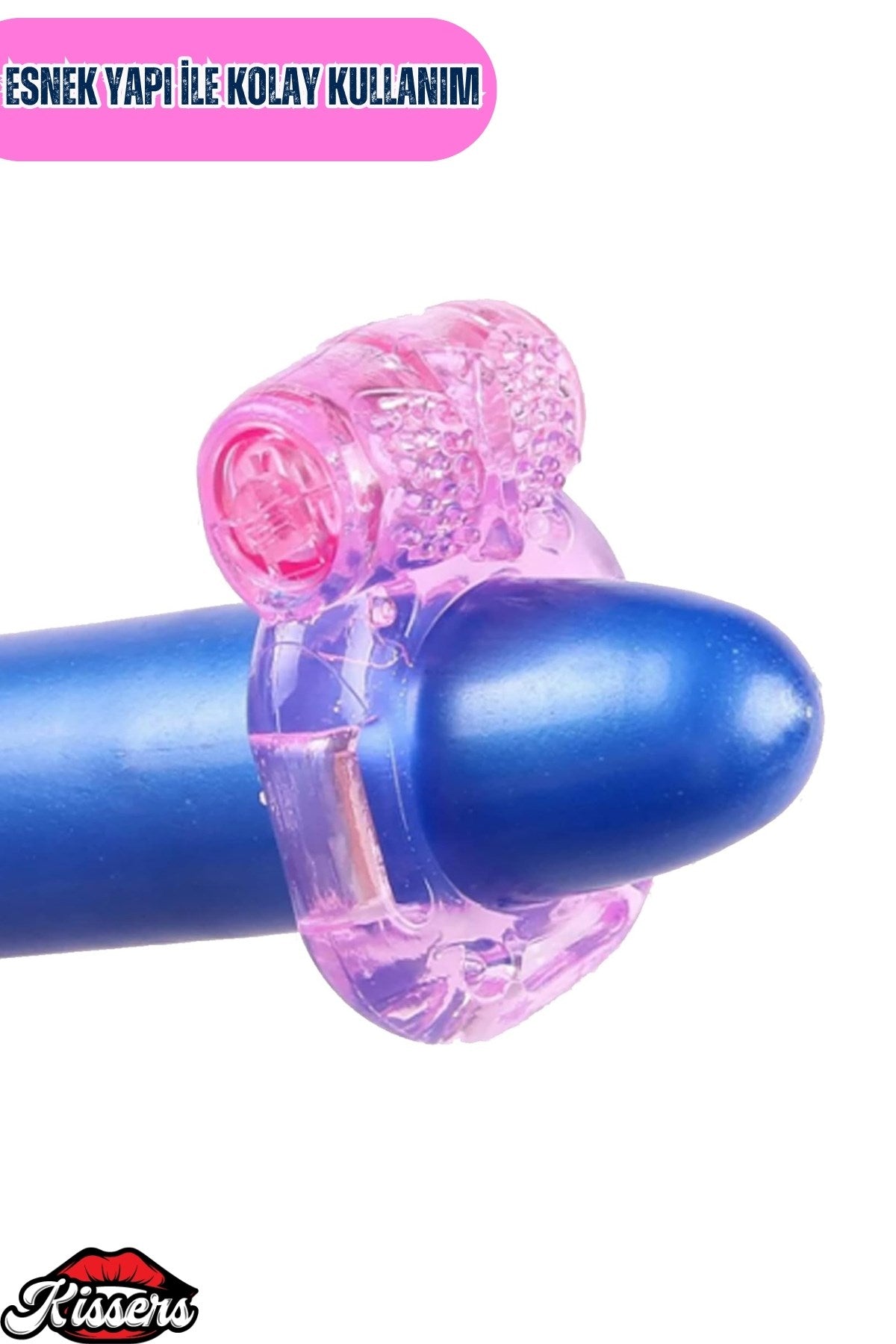 Klitoris Uyarıcılı Tırtıklı Titreşimli Silikon Pembe Penis Halkası