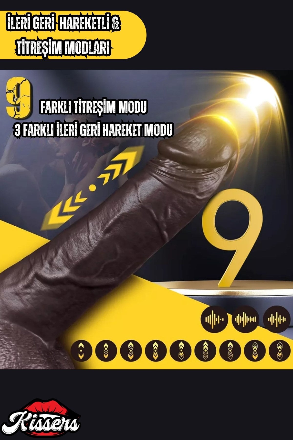 Isıtmalı İleri Geri Hareketli Titreşimli Ultra Realistik Mega Kalın Dildo Penis Vibratör 29 Cm