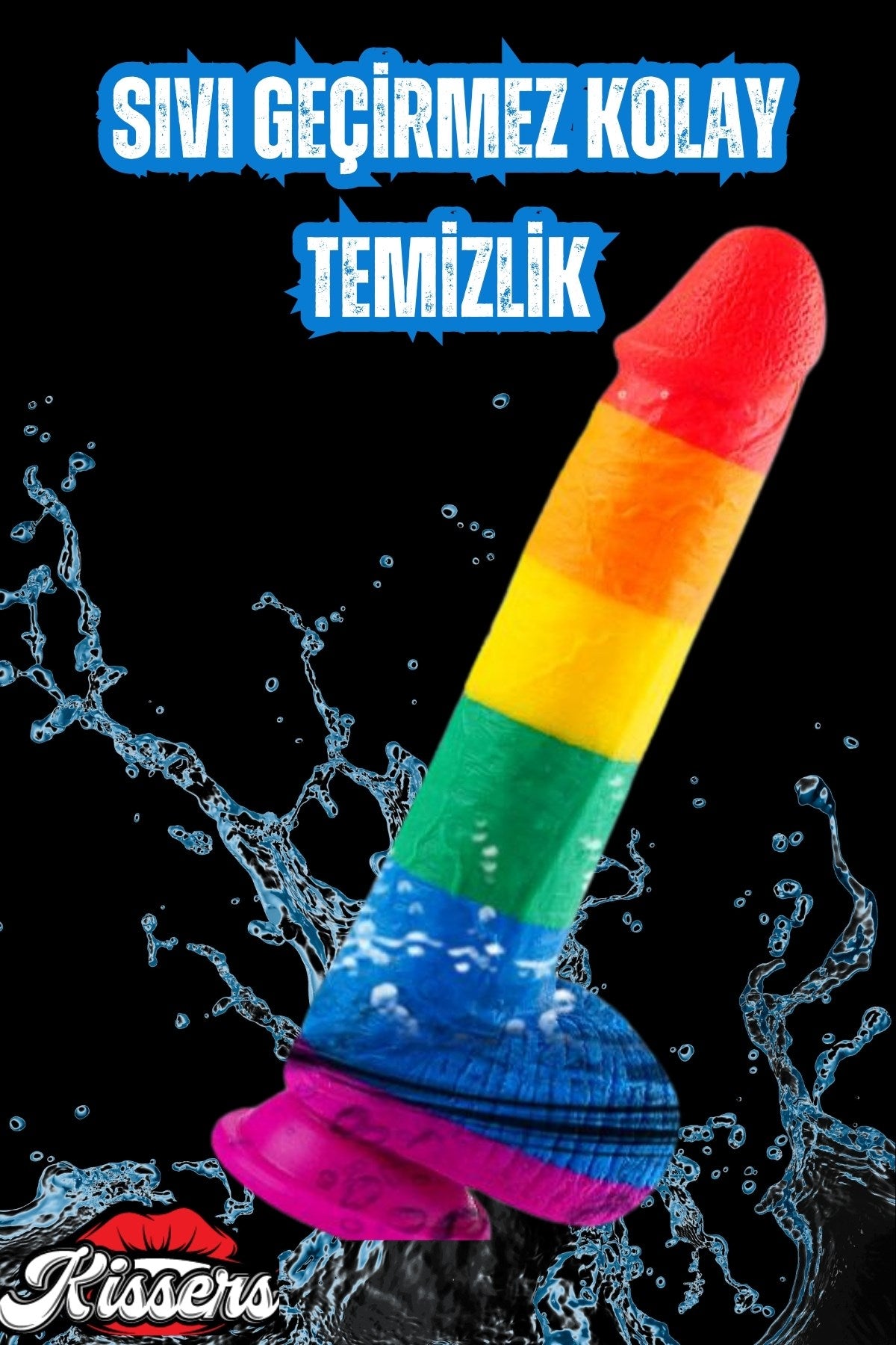 Cinsel Oyuncak Jel Dokusunda Ultra Realistik Gökkuşağı Renkli Yapay Penis Dildo 20.5 cm