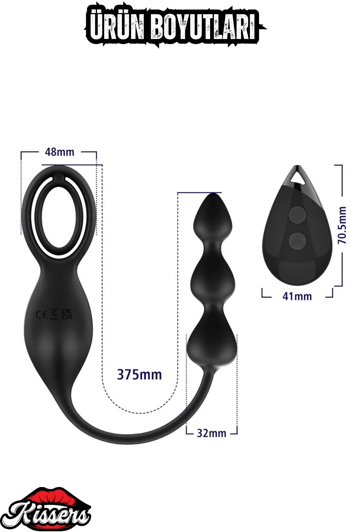 Colin Şarjlı Uzaktan Kontrol Testis ve Penis Halkalı Boncuk Uyarıcı Anal Vibratör