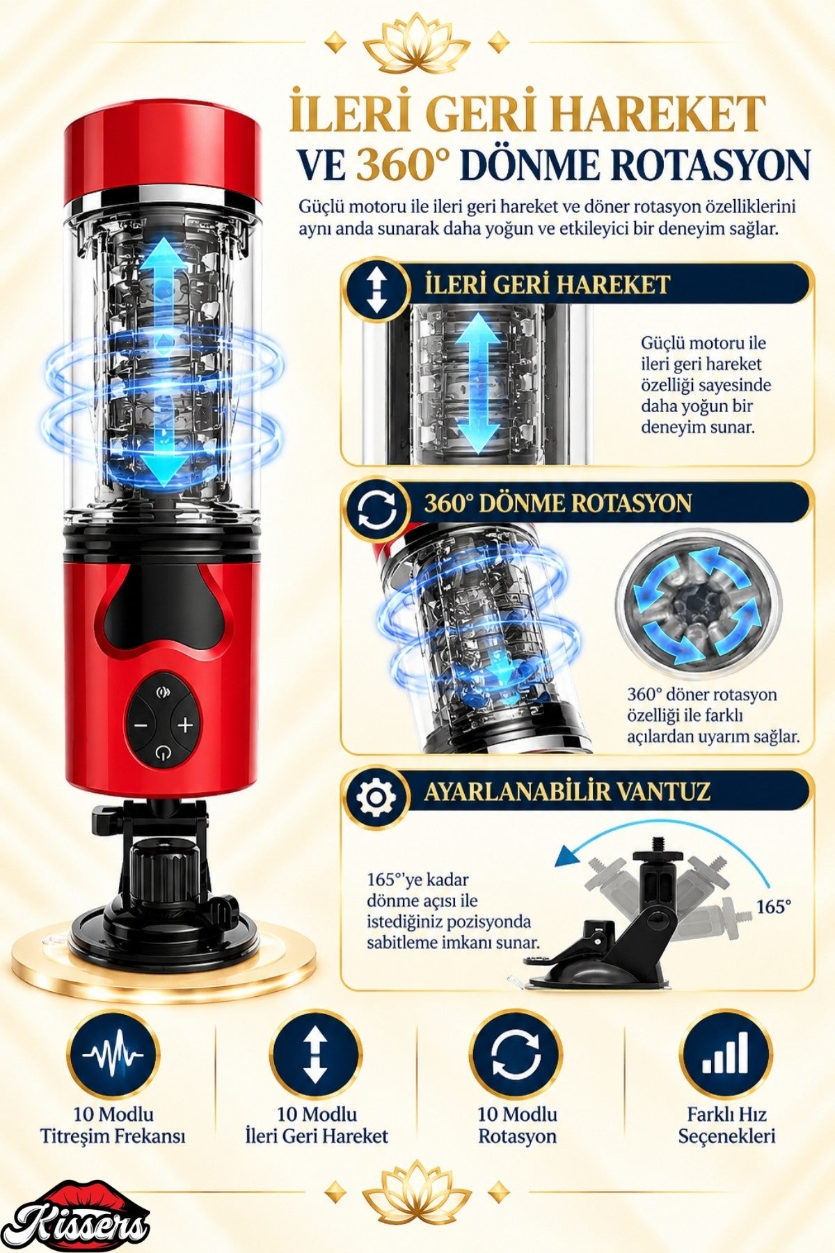 Şarjlı AI Çip Sesli İleri Geri Hareketli ve 360° Dönme Rotasyonlu Vantuzlu Tam Otomatik Mastürbatör
