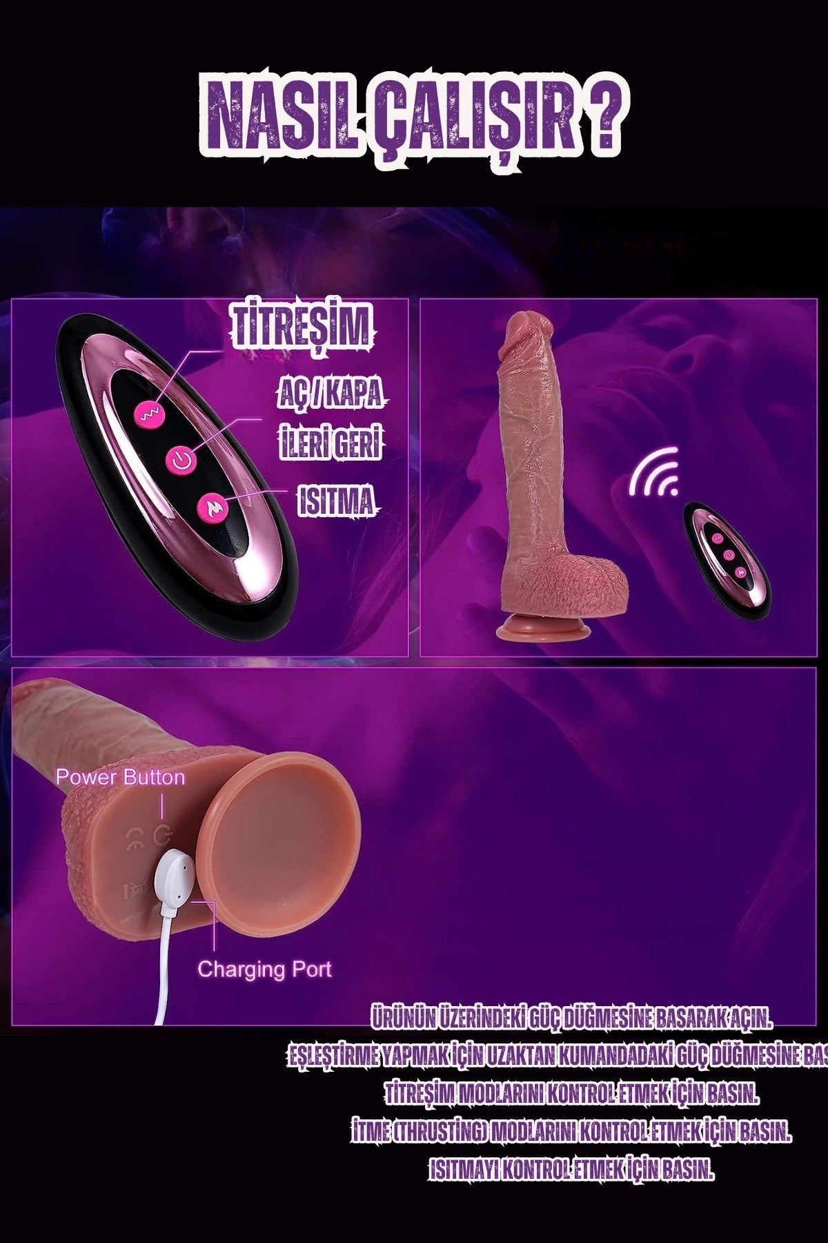 İleri Geri Hareketli Çok Foksiyonlu Isıtmalı Ultra Realistik Büyük Boy  25 Cm