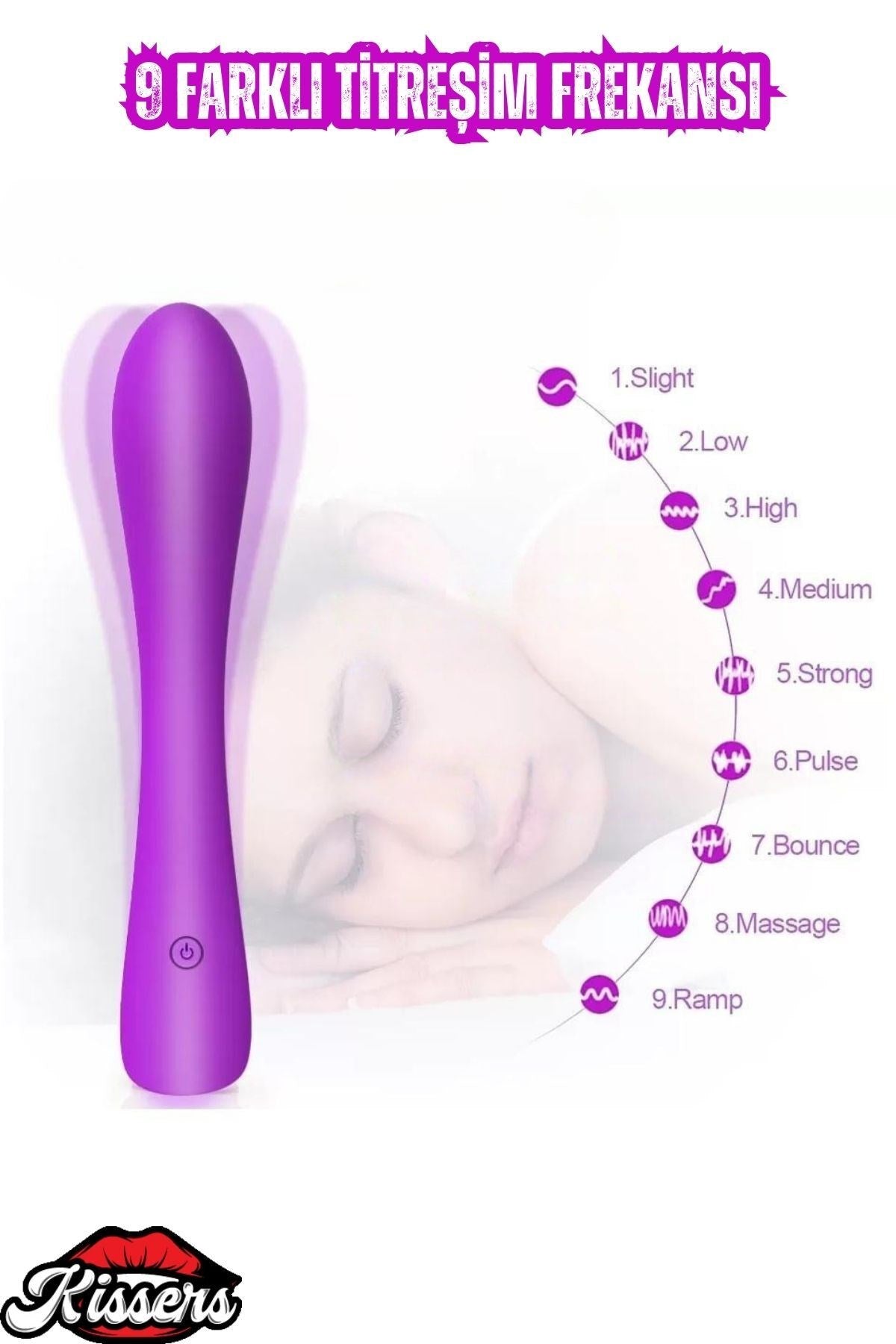 Medikal Silikon Anal ve G Nokta Uyarıcı Sıvı Geçirmez 9 Titreşim Modlu Vibratör 20 Cm