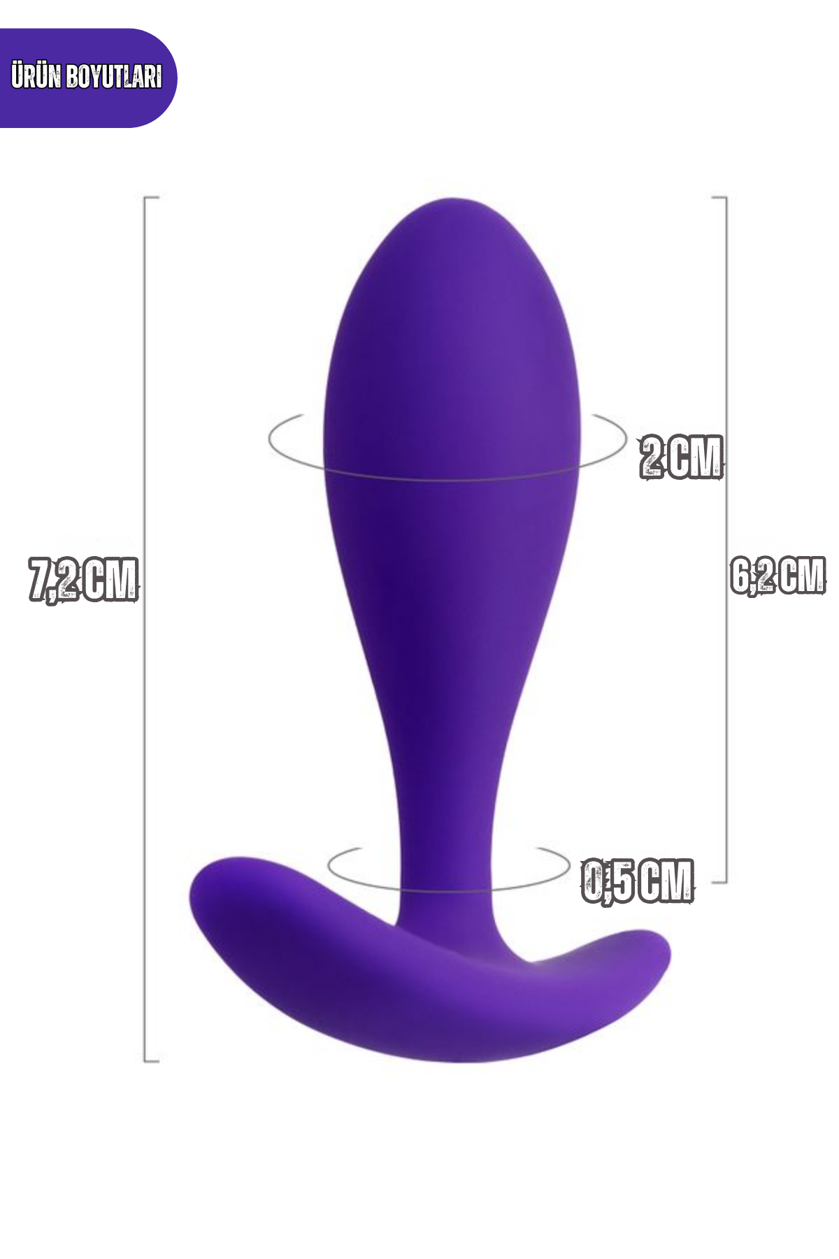 Hub Tutamaçlı Boğumlu Silikon Anal Plug 7,2 cm Mor Medikal Silikon