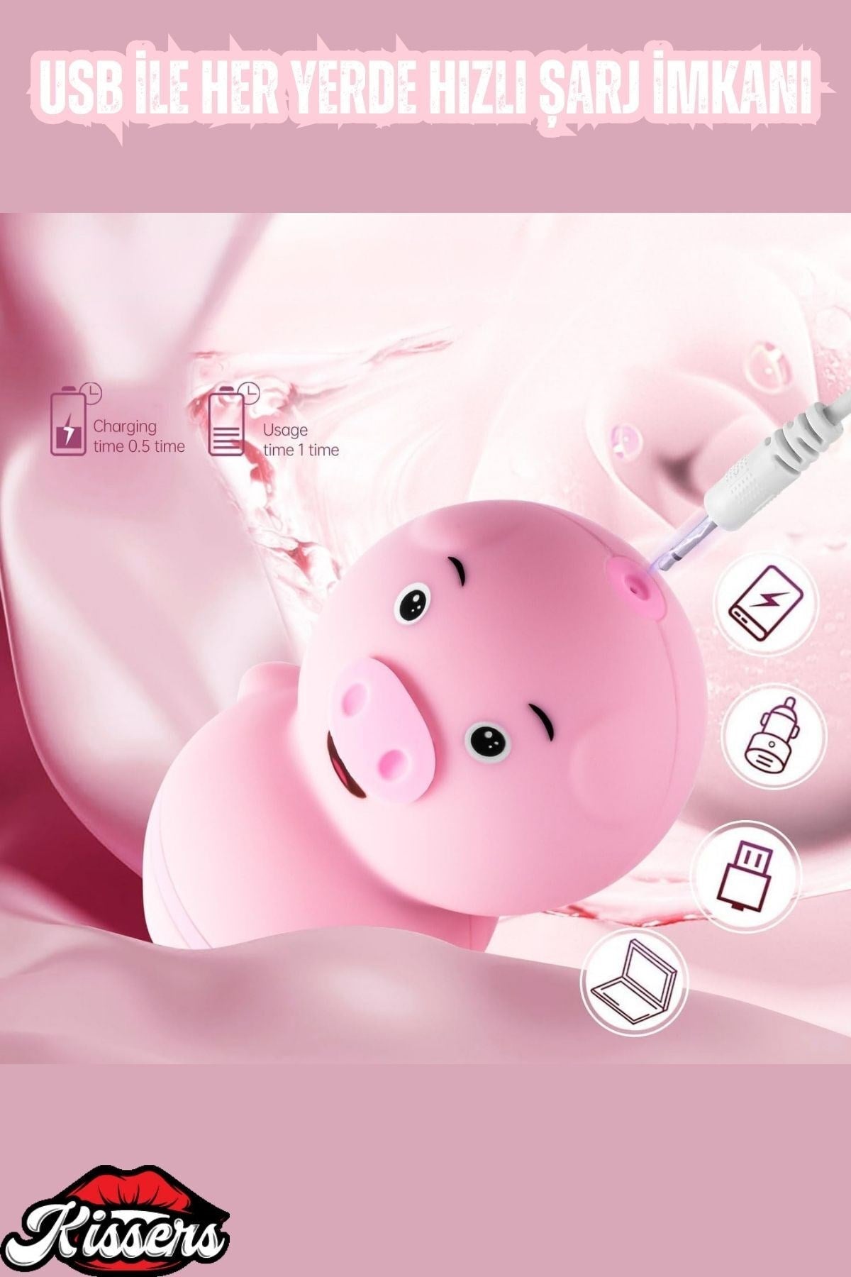 Yeni Nesil Domuz Şeklinde Ultra Hızlı Vajinal G Nokta ve Klitoris Uyarıcı Emiş Vibratör