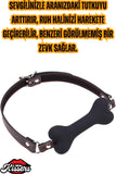 BDSM Deri Kemerli Yumuşak Silikon Siyah Köpek Kemiği Ağız Tıkacı