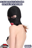 Bondage Full Face Hood Açık Göz ve Ağız Yüz Kapüşon Siyah 3 Delikli Tam Yüz Fantezi Maske
