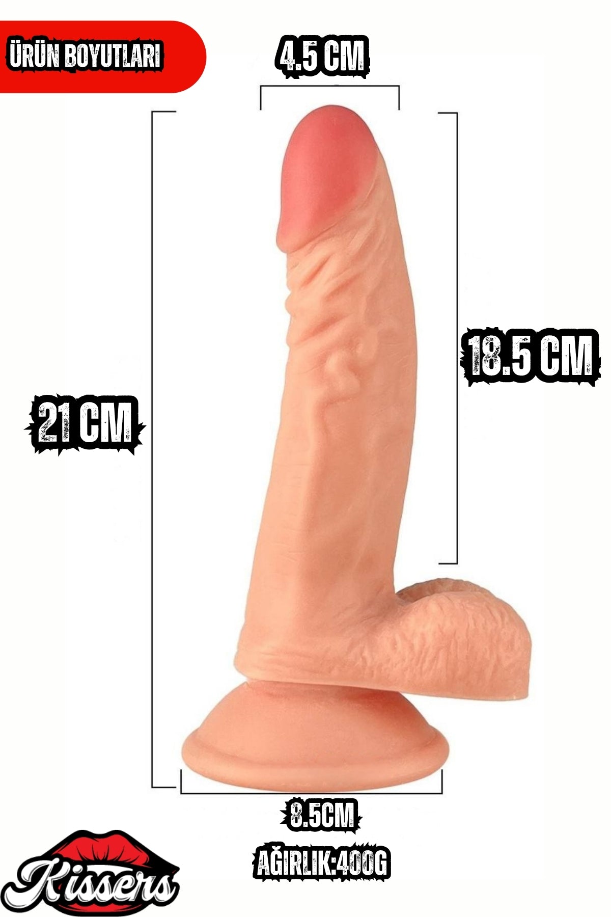 Kablolu Kumandalı Vantuzlu Güçlü Titreşimli Gerçekçi Yapay Penis Realistik Dokuda Ten Dildo 21 cm