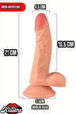 Kablolu Kumandalı Vantuzlu Güçlü Titreşimli Gerçekçi Yapay Penis Realistik Dokuda Ten Dildo 21 cm