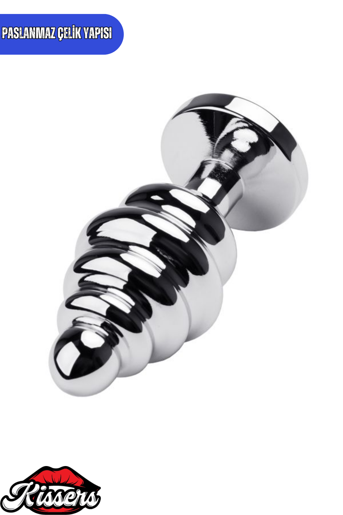 Paslanmaz Çelik Mavi Kristal Taşlı Boğumlu Gümüş Anal Plug ve Tıkaç 7.2 cm Su Geçirmez Metal Tasarım