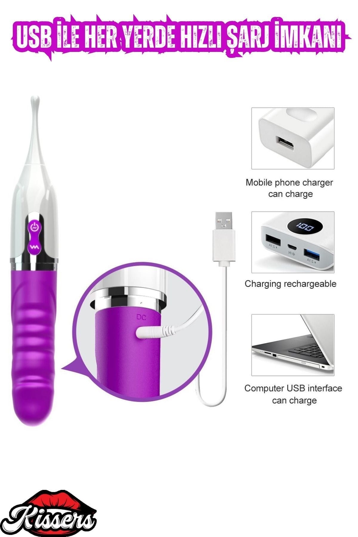 Yeni Nesil Ultra Klitoris Uyarıcı Çift Taraflı Kullanılabilir G-Spot 2 in 1 Yapay Penis Vibratör