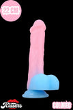 Cinsel Oyuncak Neo Renk Karanlıkta Parlayan Dildo Ultra Yumuşak Realistik Yapay Penis Dildo 22 CM