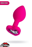 Diamond Heart Gümüş Kalpli Taşlı Silikon Anal Plug 7 cm Pembe Medikal Silikon