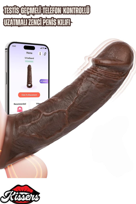 Ultra Realistik Telefon Kontrollü Şarjlı Güçlü Titreşimli Klitoris Uyarıcılı Penis Kılıfı