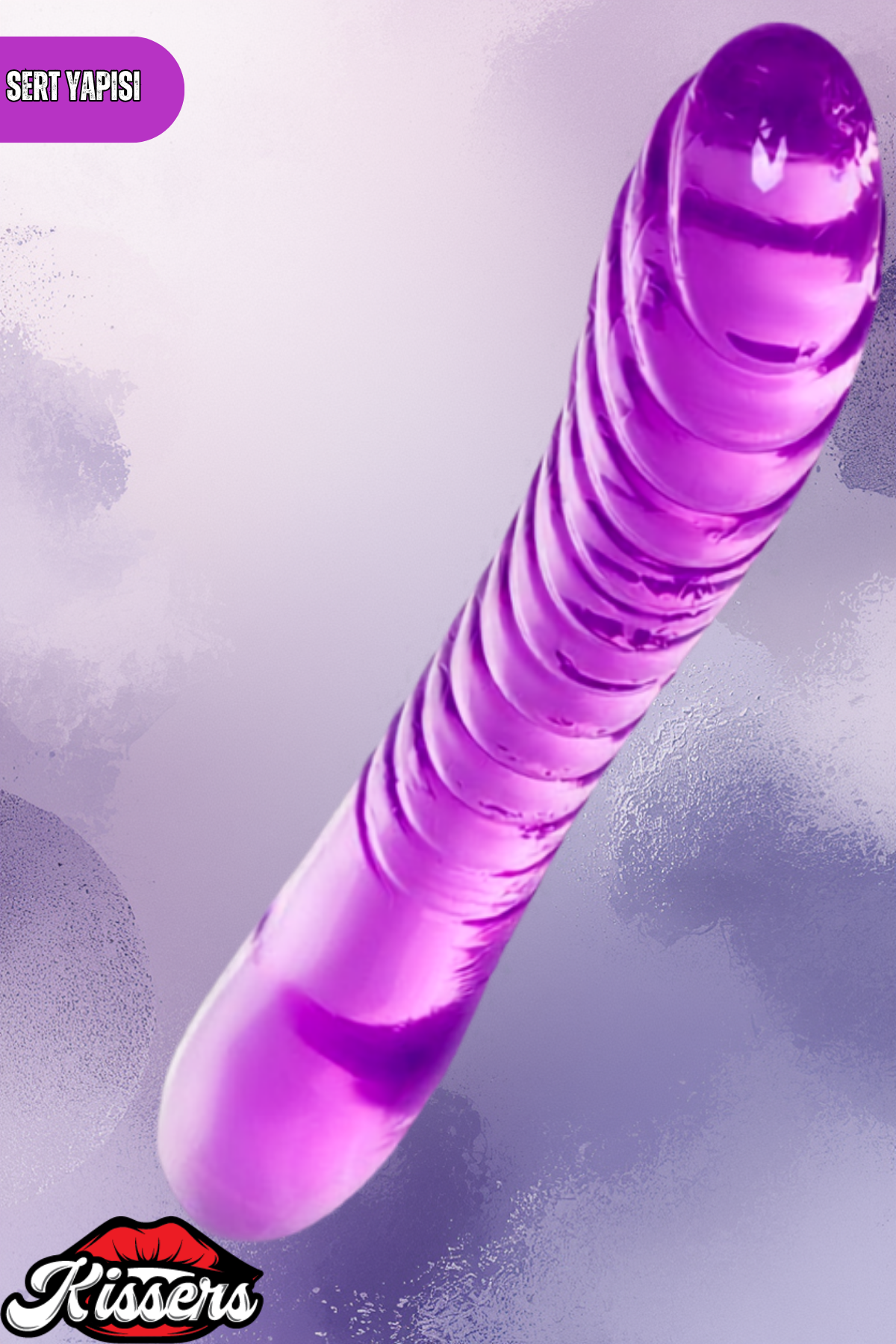 Sert Çift Taraflı Mor Double End Jel Dildo 23 Cm Esnek TPE Çift Uçlu Yetişkin Ürün