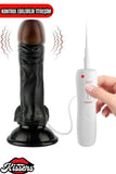 Kablolu Kumandalı Vantuzlu Güçlü Titreşimli Gerçekçi Yapay Penis Realistik Dokuda Zenci Dildo 21 cm