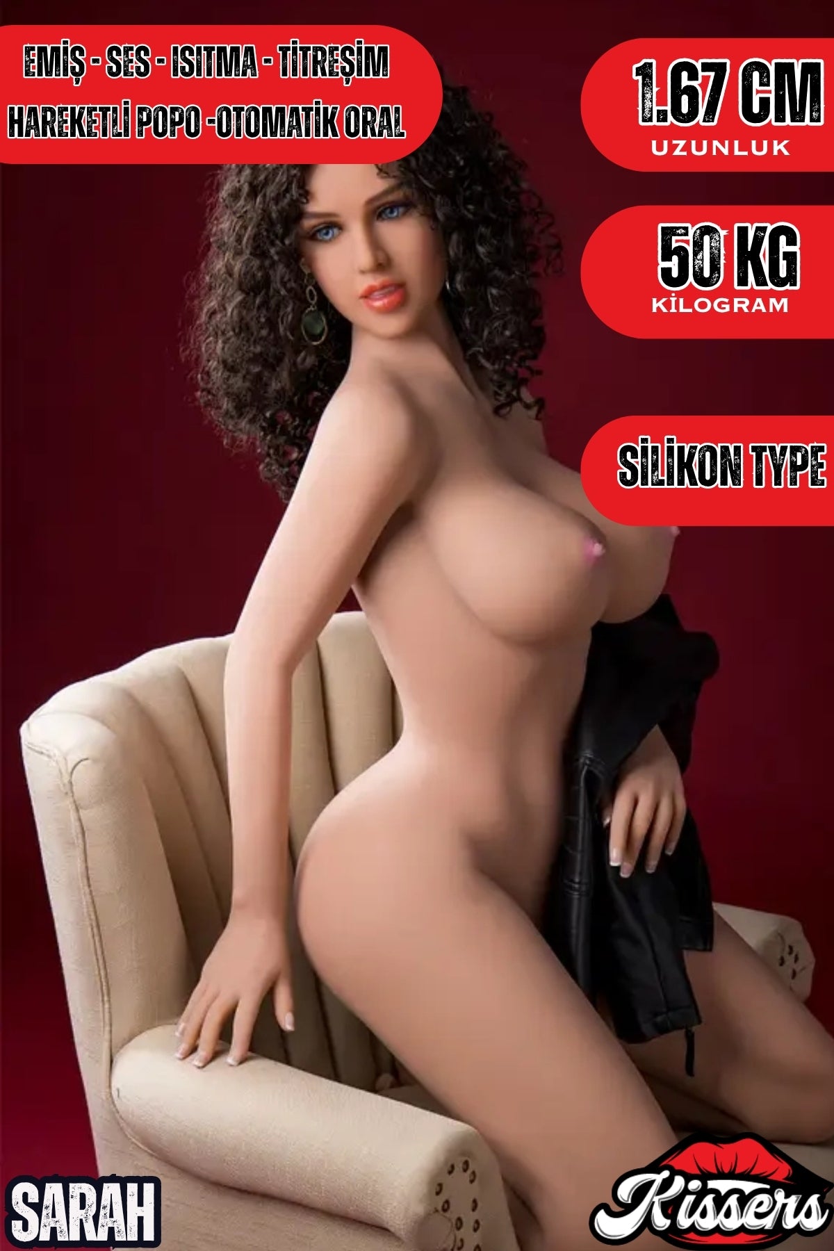 Sesli Emişli Isıtmalı Popo Hareketli Full Doll Silikon Type Realistik Manken Sarah