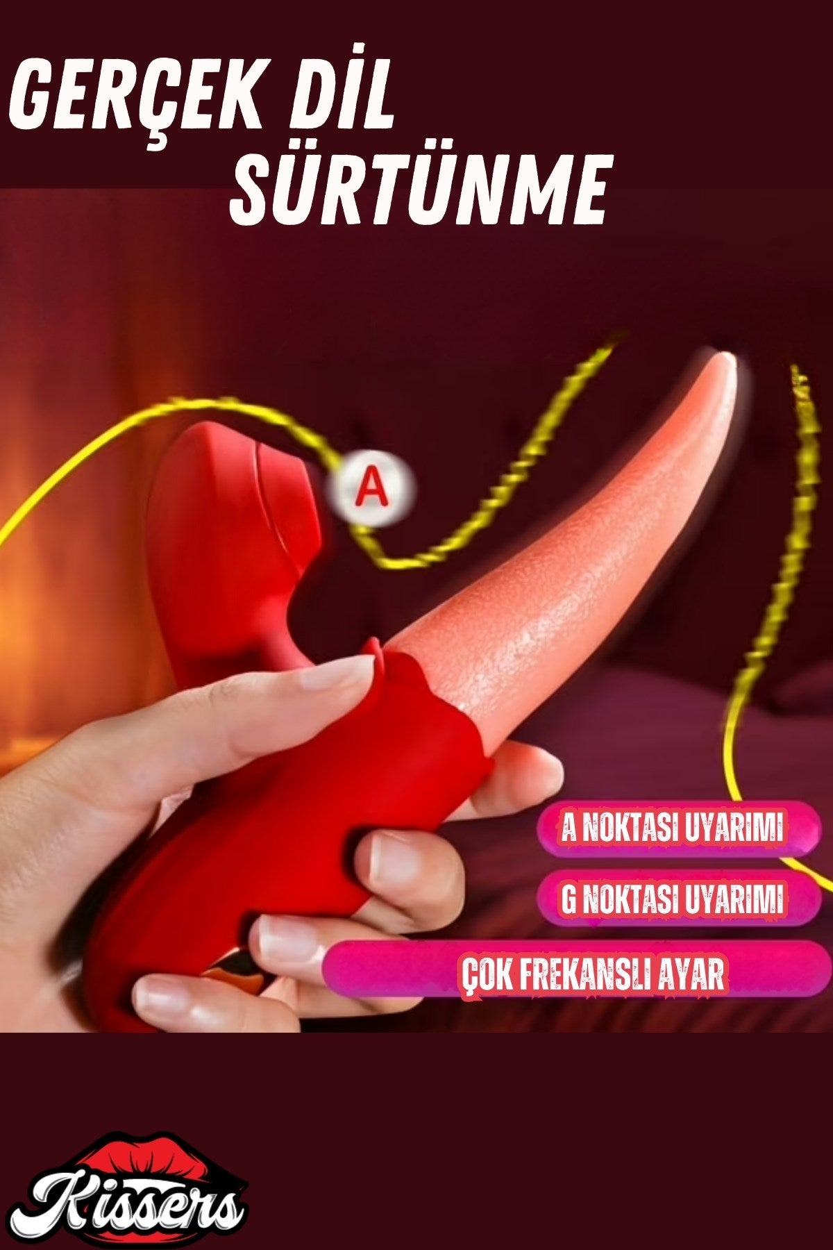 Aşağı Yukarı Dil Hareketli Vakumlu Titreşimli G Noktası Ve Klitoris Uyarıcılı Vibratör