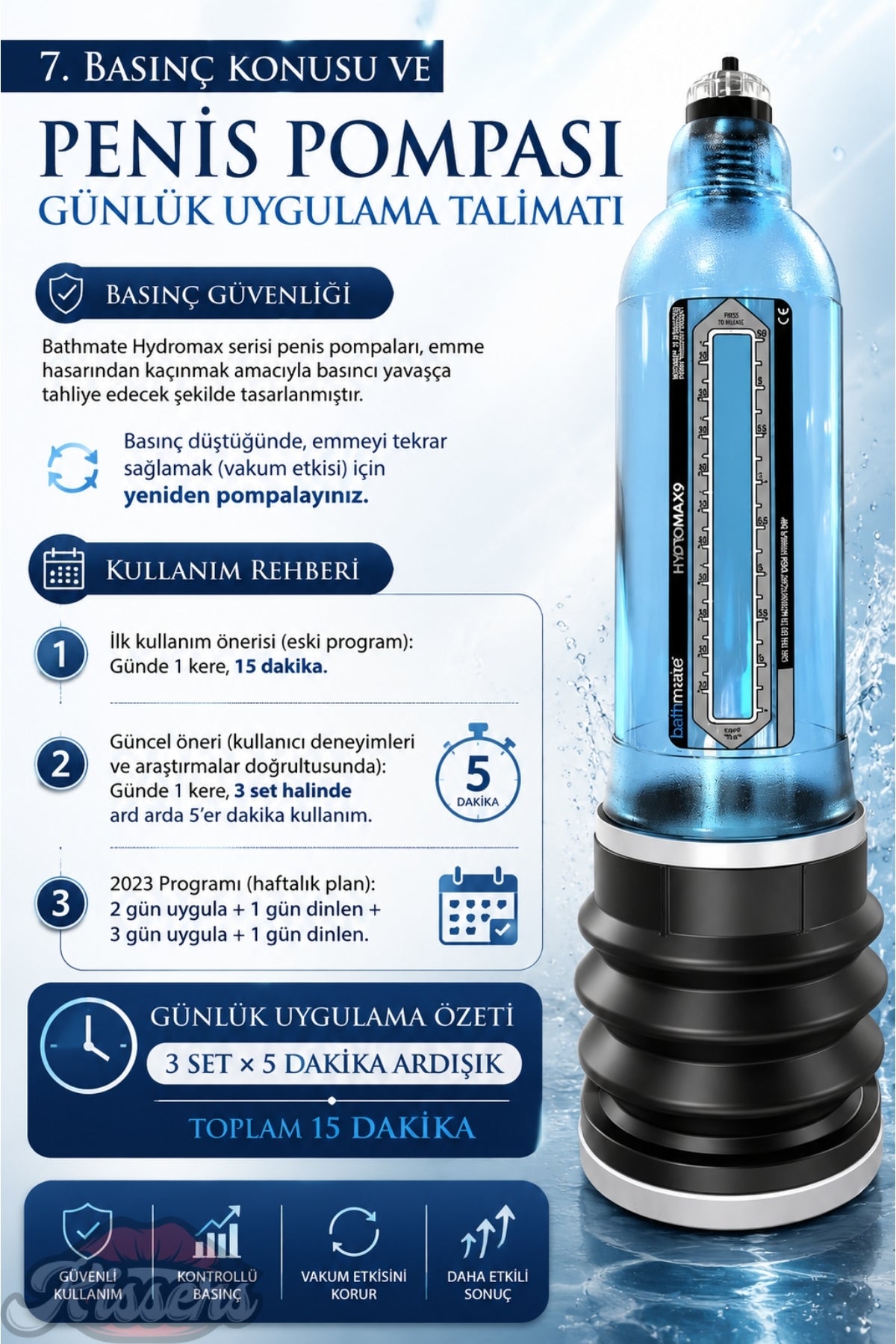 Bathmate  Etkili Ultra Güçlü Hidroponik Hydromax 9 Penis Pompası