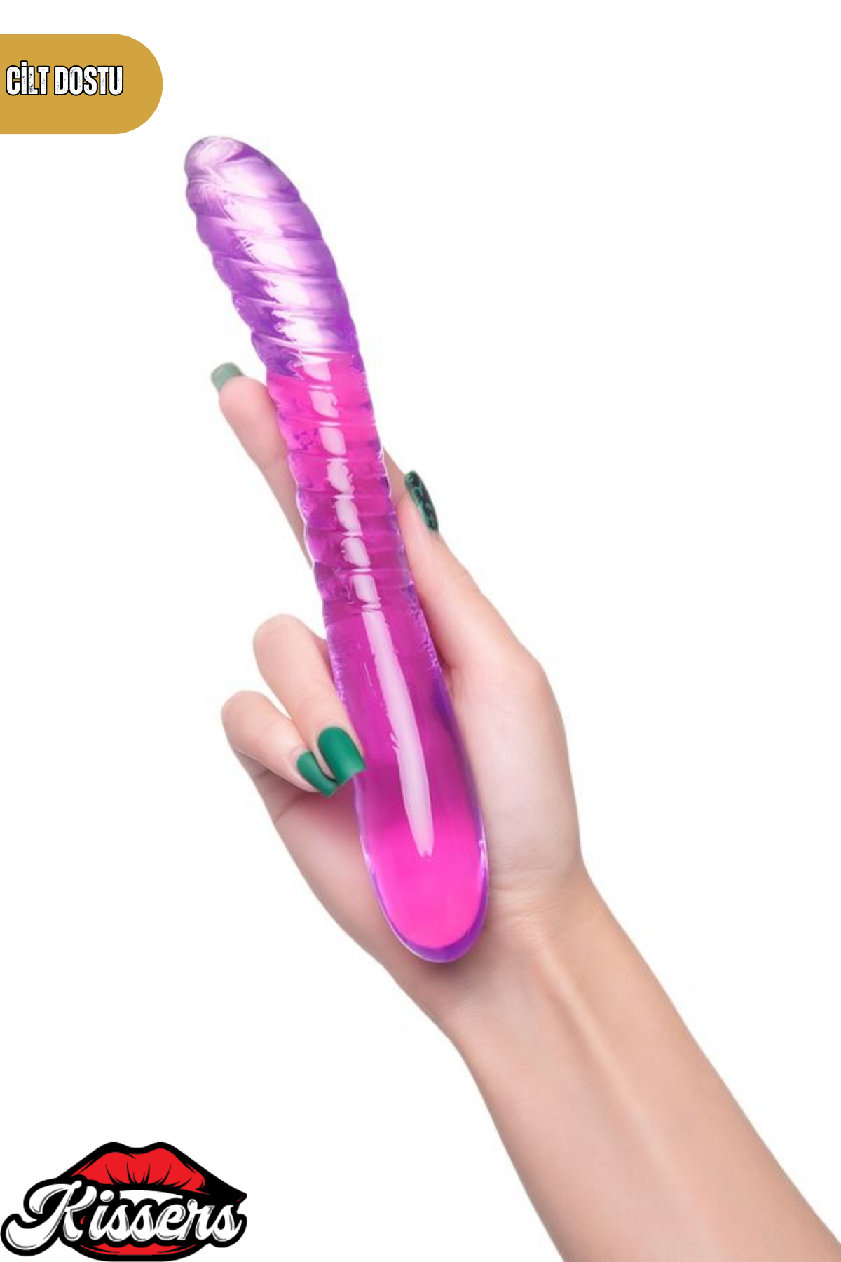 Sert Çift Taraflı Mor Double End Jel Dildo 23 Cm Esnek TPE Çift Uçlu Yetişkin Ürün