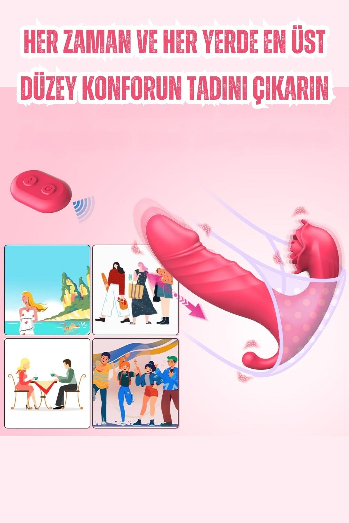 İleri Geri Hareketli Anal Vajina Klitoris Uyarıcılı 3in1 Giyilebilir Vibratör