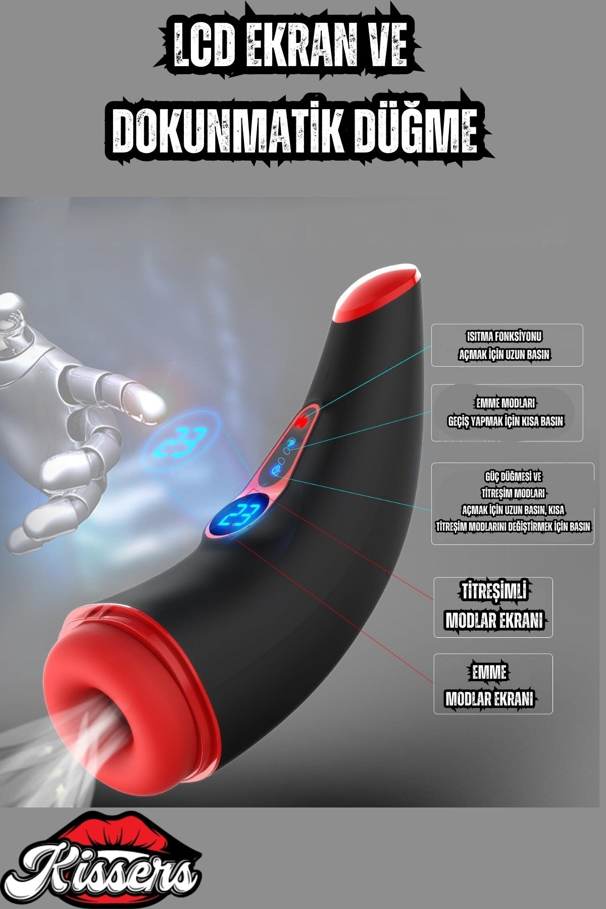 007 Pro Suck - Akıllı Isıtmalı Emiş ve Titreşim Özellikli Suni Vajina Dijital Ekranlı Mastürbatör