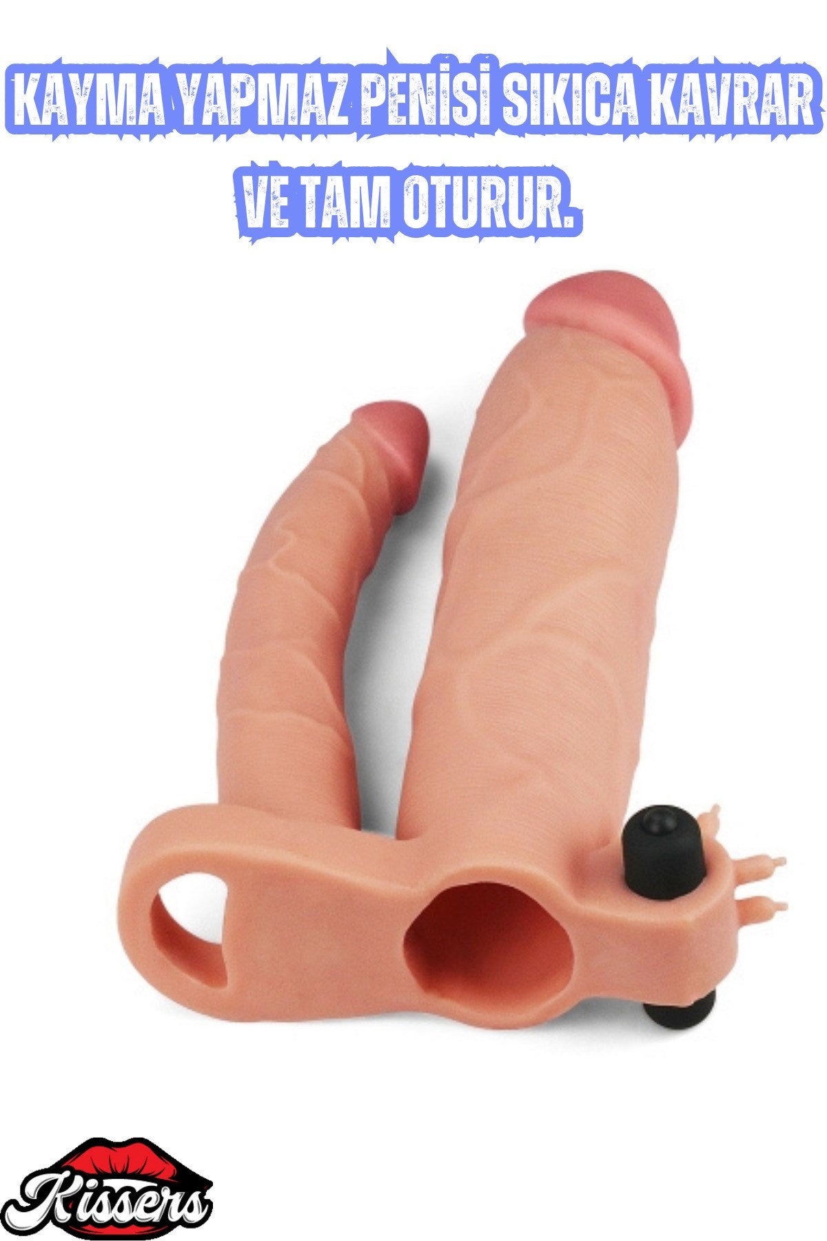 7,5 CM Uzatmalı Çiftli İçi Boş Titreşimli 21 CM Çatal Dildo Penis Kılıfı