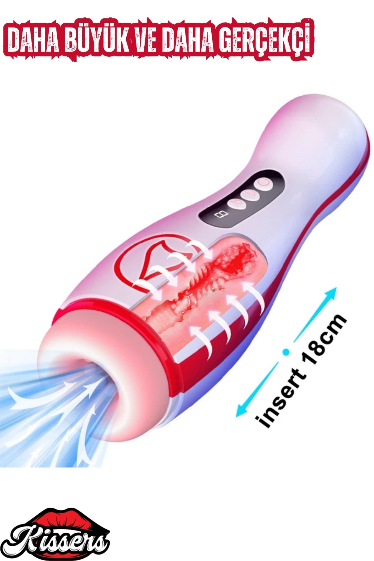 Emiş Modlu Titreşimli Kulaklı İnleme Sesli Rotasyonlu Vajina Girişli Şarjlı Tam Otomatik Mastürbatör