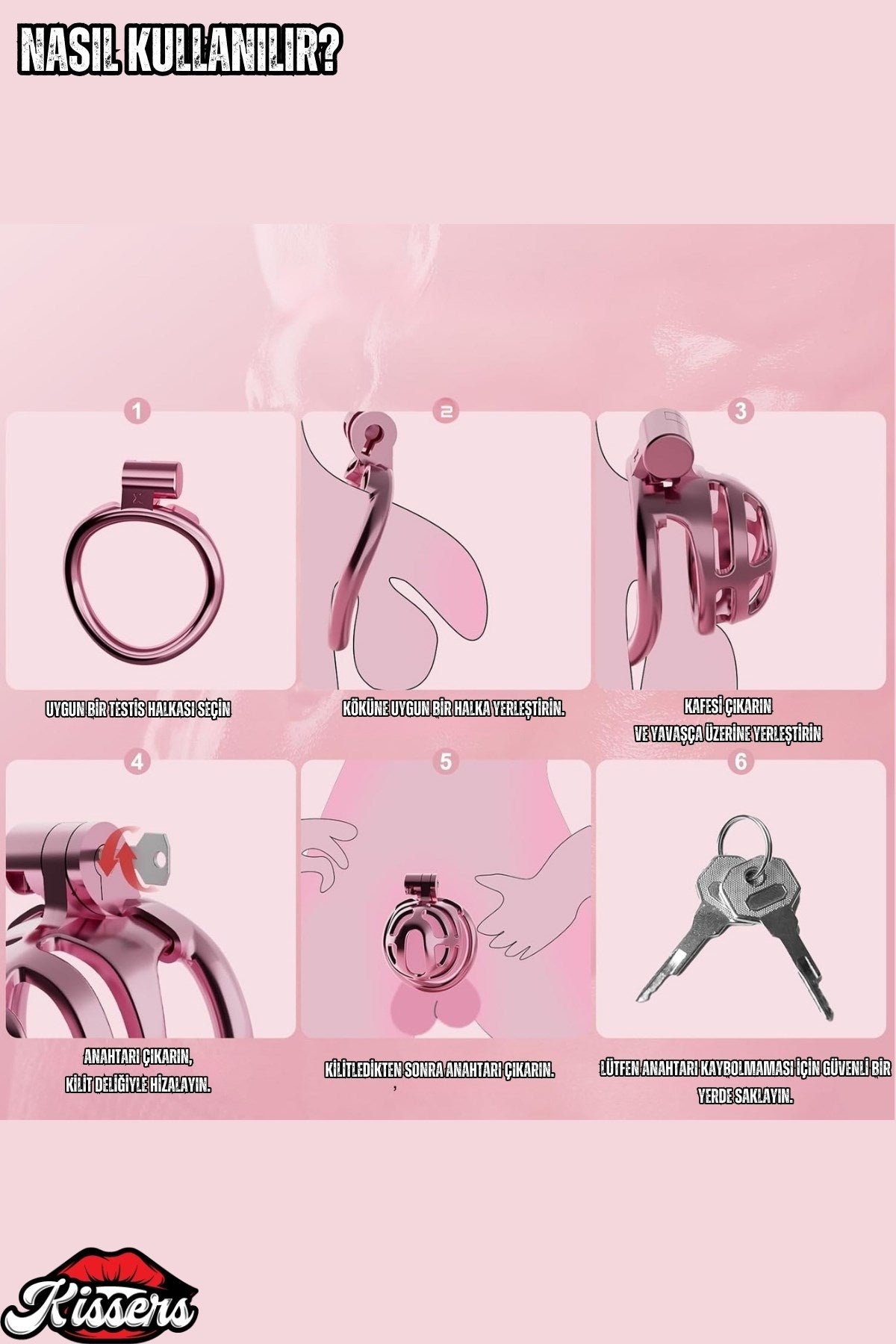 Chastity Cock Cage Vajina Görünümlü Demir Pembe Penis Kemerli Esaret Penis Kafesi