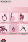 Chastity Cock Cage Vajina Görünümlü Demir Pembe Penis Kemerli Esaret Penis Kafesi