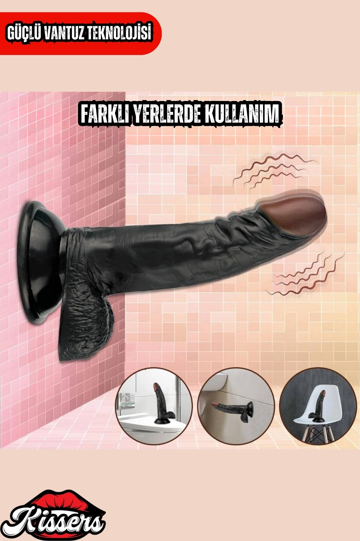 Kablolu Kumandalı Vantuzlu Güçlü Titreşimli Gerçekçi Yapay Penis Realistik Dokuda Zenci Dildo 21 cm