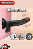 Kablolu Kumandalı Vantuzlu Güçlü Titreşimli Gerçekçi Yapay Penis Realistik Dokuda Zenci Dildo 21 cm