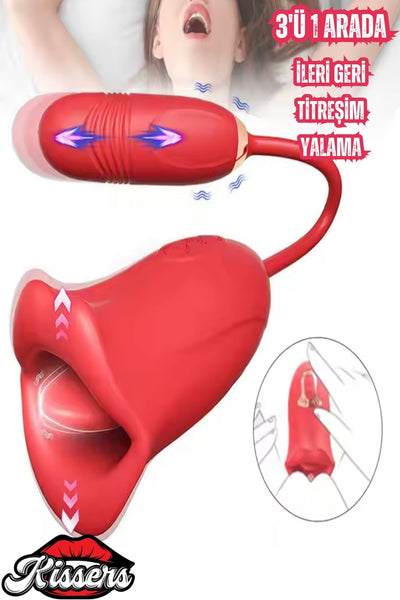 Cinsel Oyuncak Kadınlar Için 3'ü 1 Arada Anal Vajina Klitoris Titreşim Yalama Vibratör