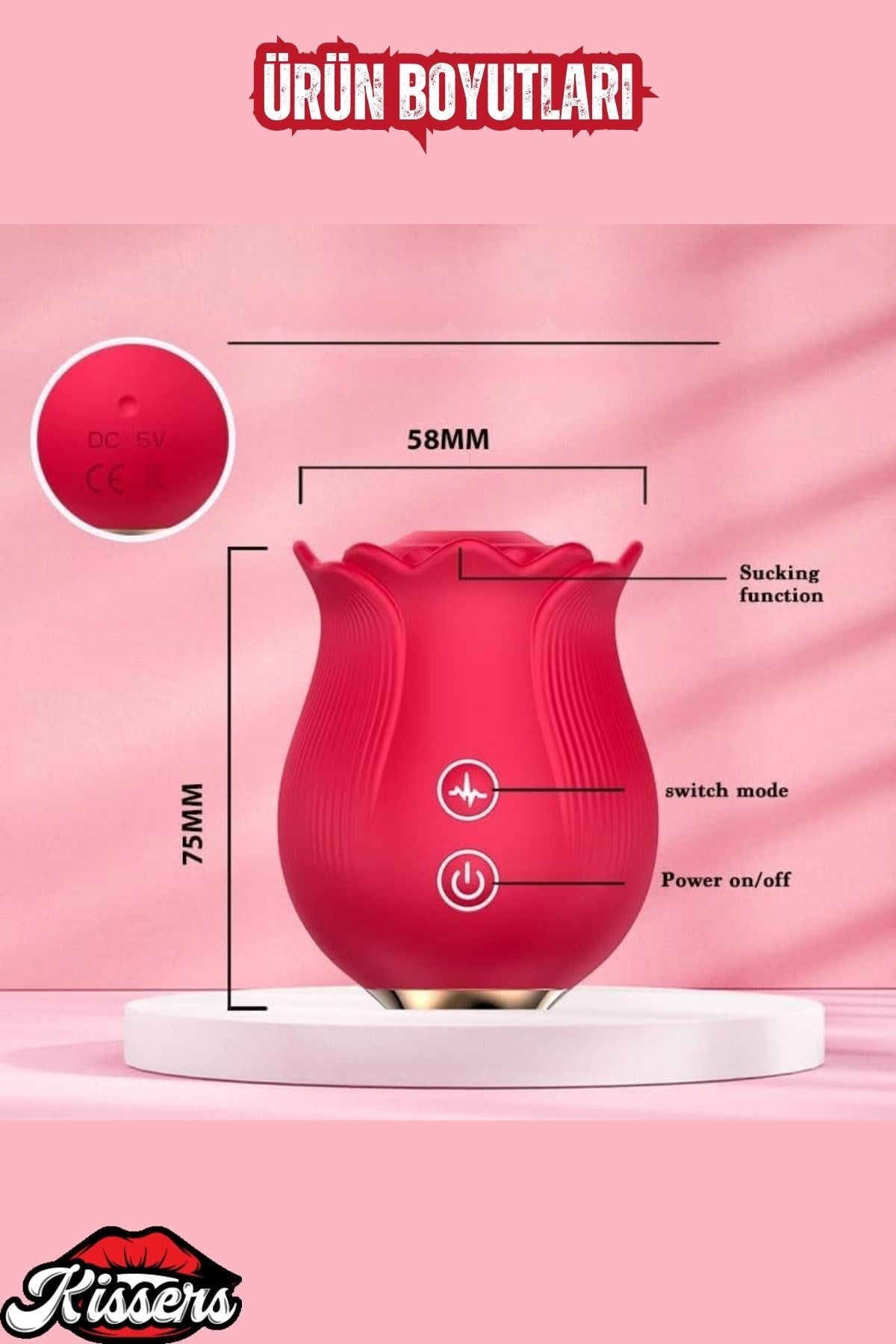 Yeni Nesil Sıvı Geçirmez Medikal Silikon Meme Ucu Klitoris Uyarıcı Emiş Güçlü Mini Gül Vibratör