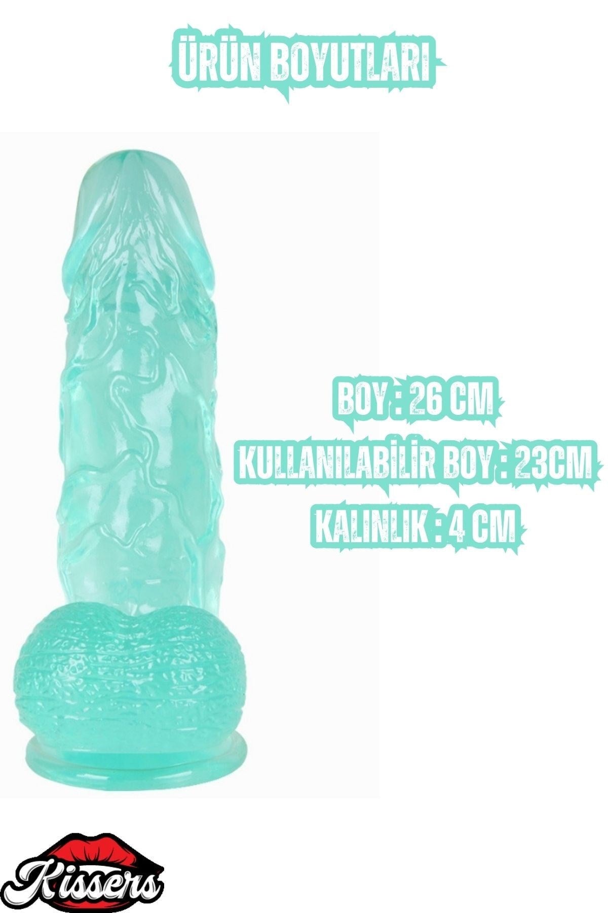 Ultra Realistik Damarlı Bükülebilir Vantuzlanabilir Jel Dokusunda Yeşil Dildo Penis 26 Cm