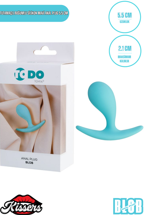 Blob Tutamaçlı Boğumlu Silikon Anal Plug 5,5 cm Mint Mavi Medikal Silikon