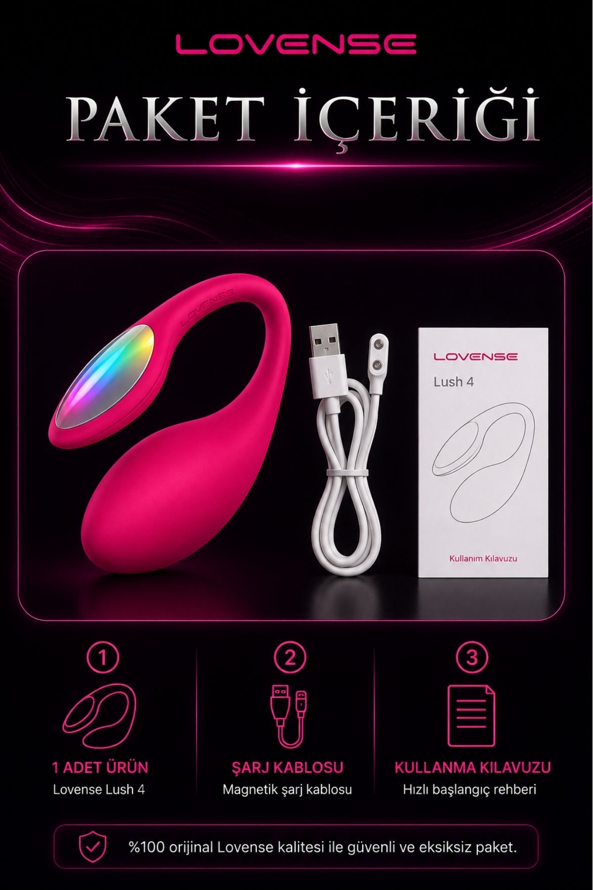 Lovense Dünyanin Her Yerinden Kontrol Edilebilen Lush 4 Telefon Kontrollü Giyilebilir Güçlü Titreşimli Vibratör