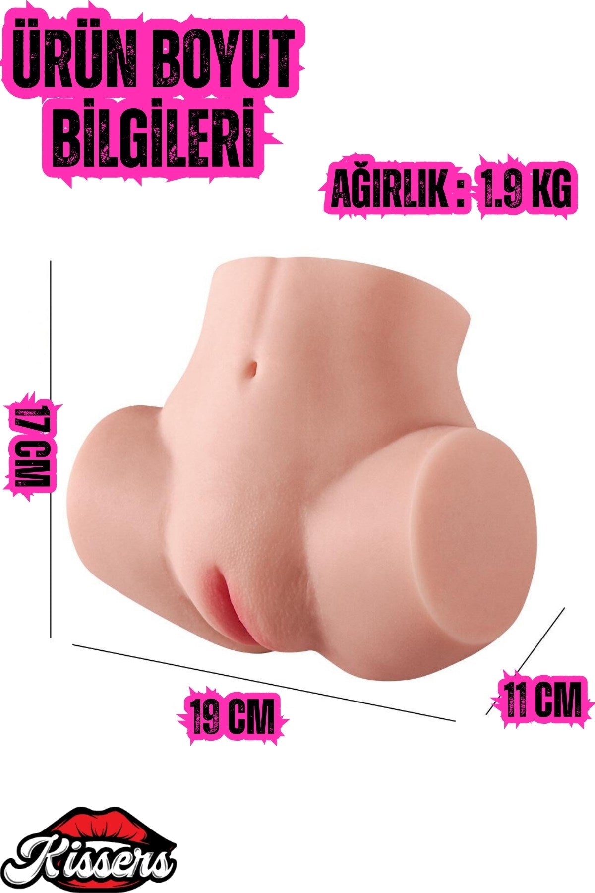 Gerçekçi Boyutta Kalça Mastürbatör Cinsel Oyuncak Çift Girişli Titreşimli Anal Vajina 1.9 Kg