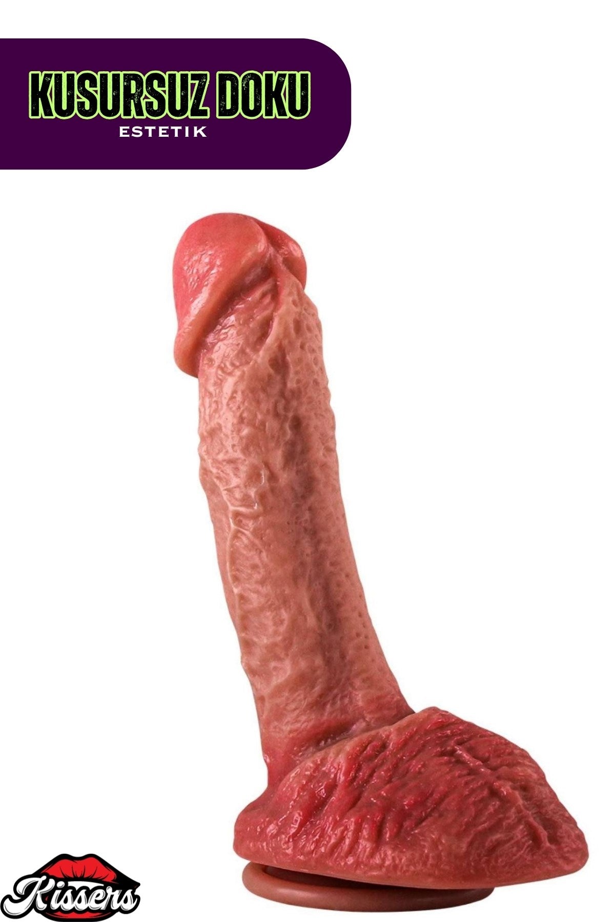 Ultra Yumuşak Damarlı Özel Doku Çift Katmanlı Silikon Gerçekçi Testisli Dildo Penis Luke 20 Cm