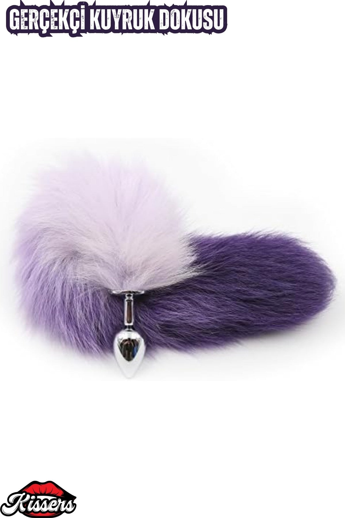 Paslanmaz Çelik Mor Uzun Kedi Kuyruklu Pürüzsüz Silver Fox Tail Metal Anal Butt Plug