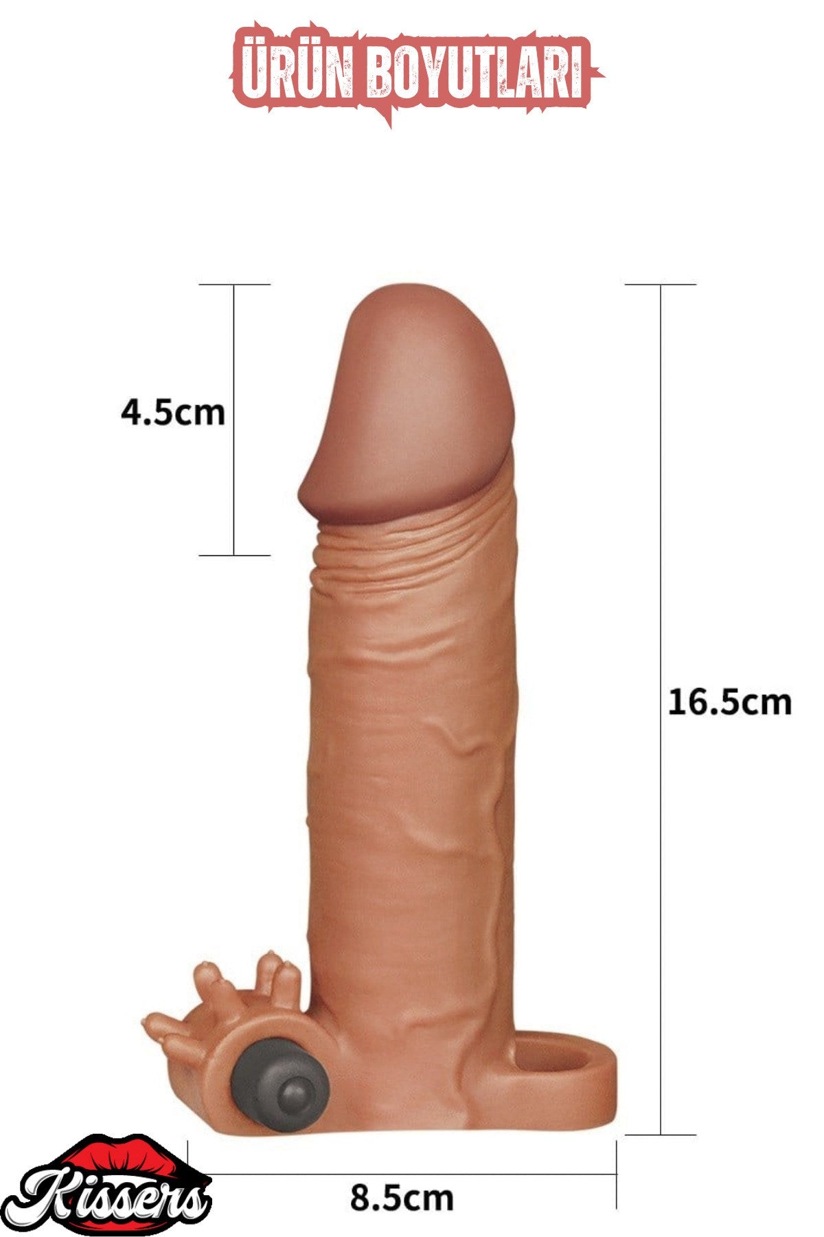 4.5 CM Dolgulu 17 CM Uzunluk Realistik Titreşimli Testisli Penis Kılıfı Melez