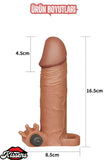 4.5 CM Dolgulu 17 CM Uzunluk Realistik Titreşimli Testisli Penis Kılıfı Melez