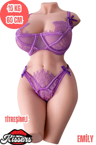 Büyük Boy Beyaz Ten 60 Cm Titreşimli İskelet Sistemli 2 İşlevli Realistik Manken 10 Kg Emily