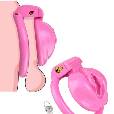 Vajina Görünümlü Plastik Penis Kilidi Bekaret Cihazı Chastity Cock Cage Penis Esaret Kafesi