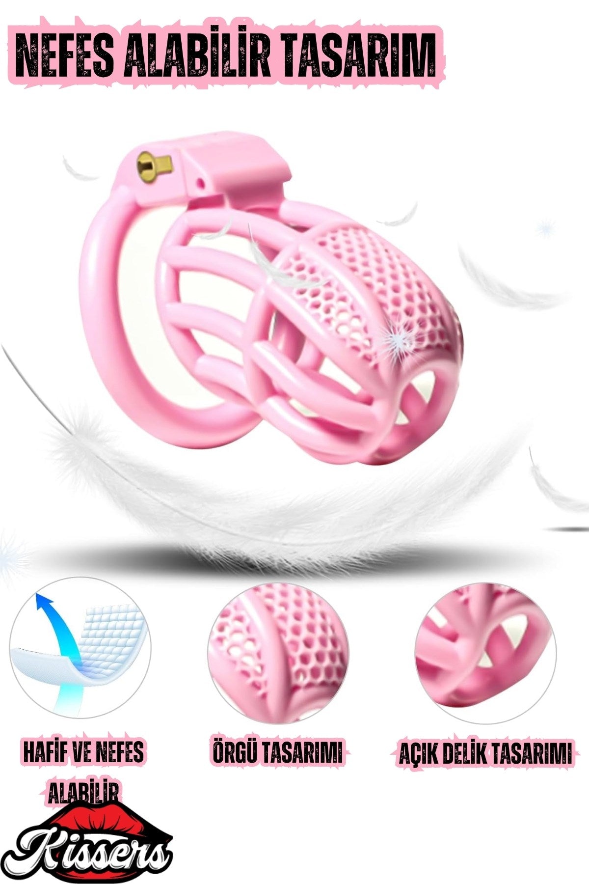 Bsdm Penis Kilidi Chastity Cock Cage Bekaret Cihazı Pembe Nefes Alabilir Penis Esaret Kafesi