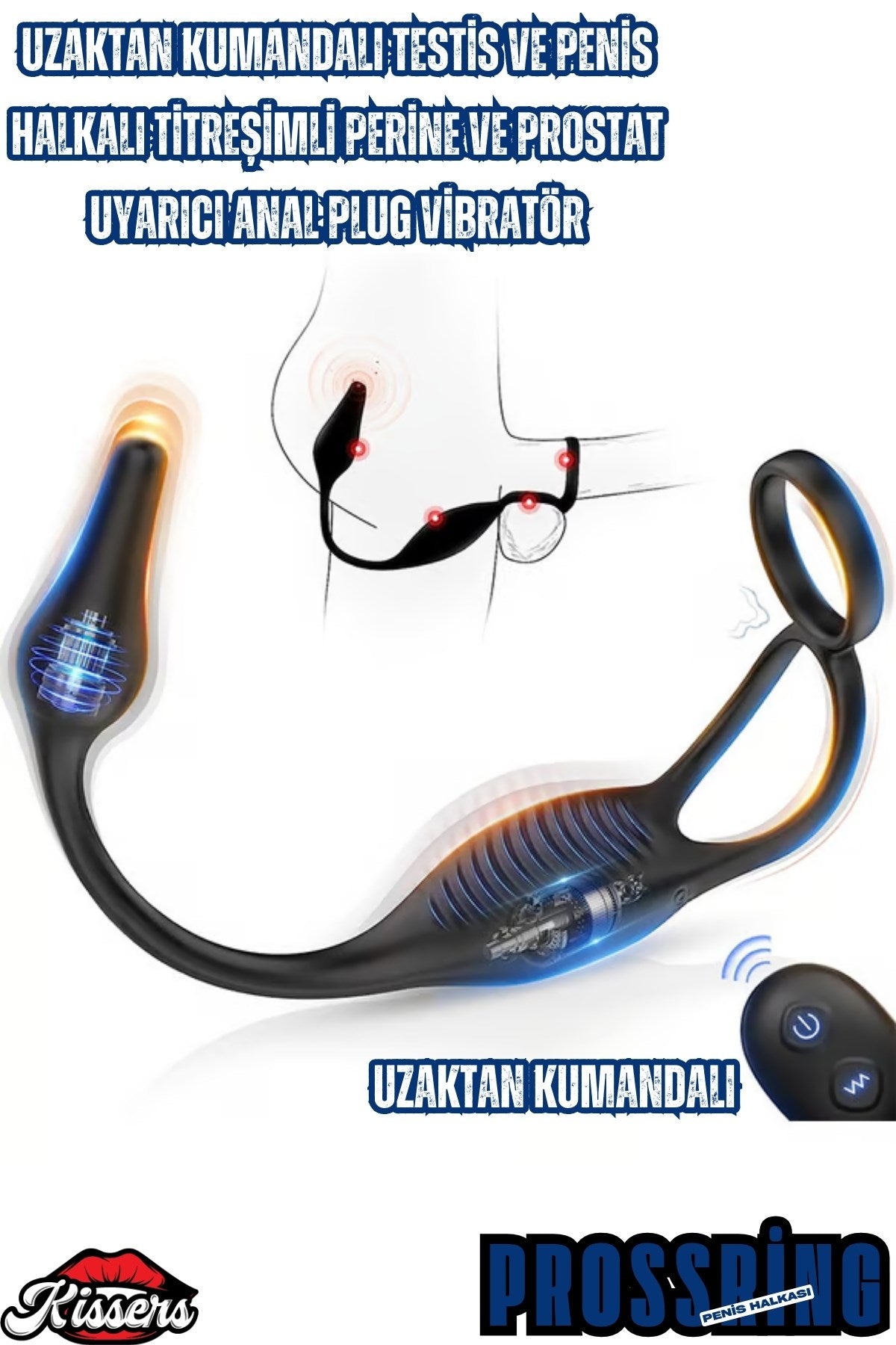 Uzaktan Kumandalı Testis Ve Penis Halkalı Titreşimli Perine Ve Uyarıcı Anal Plug Vibratör
