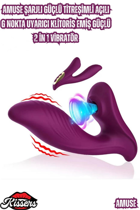 Sıvı Geçirmez Cinsel Oyuncak Akıllı G-Spot Uyarıcı ve Klitoris Emiş Güçlü 2si 1 Arada Vibratör