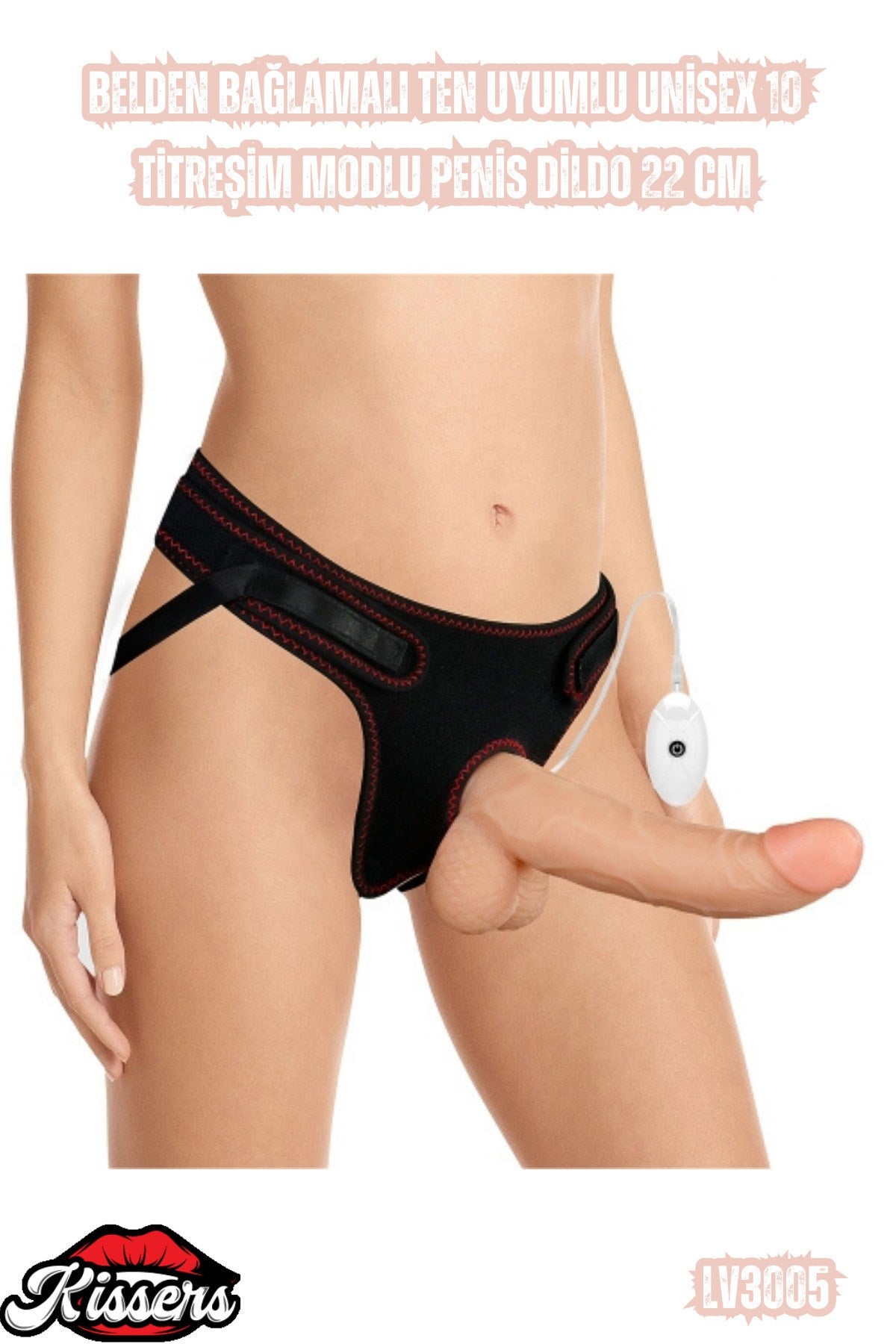 Belden Bağlamalı Ten Uyumlu Unisex 10 Titreşim Modlu Penis Dildo 22 CM