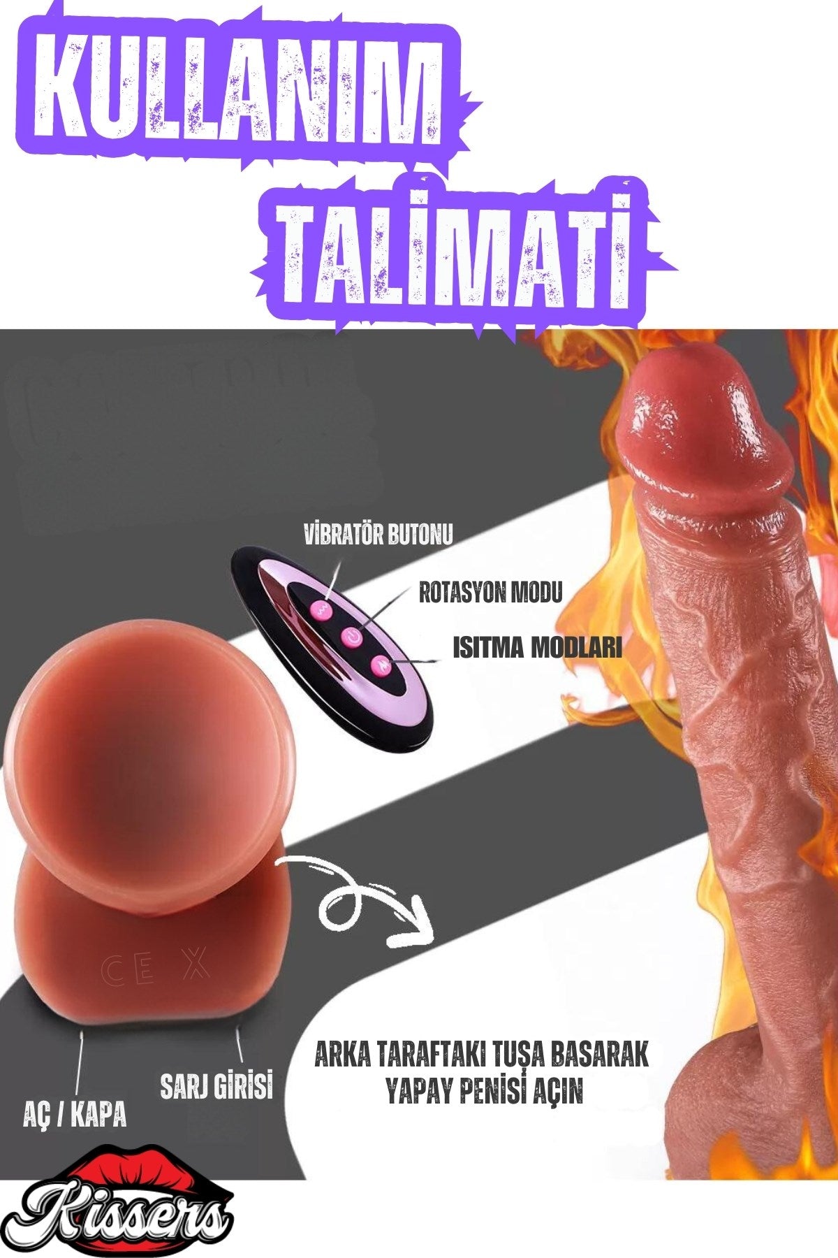 Uzaktan Kumandalı Isıtmalı İleri Geri Hareketli Rotasyonlu Realistik Ten Rengi Penis Dildo 22 Cm