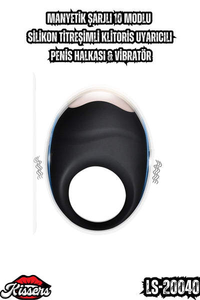 Manyetik şarjlı 10 Modlu Silikon Titreşimli Klitoris Uyarıcılı Penis Halkası & Vibratör